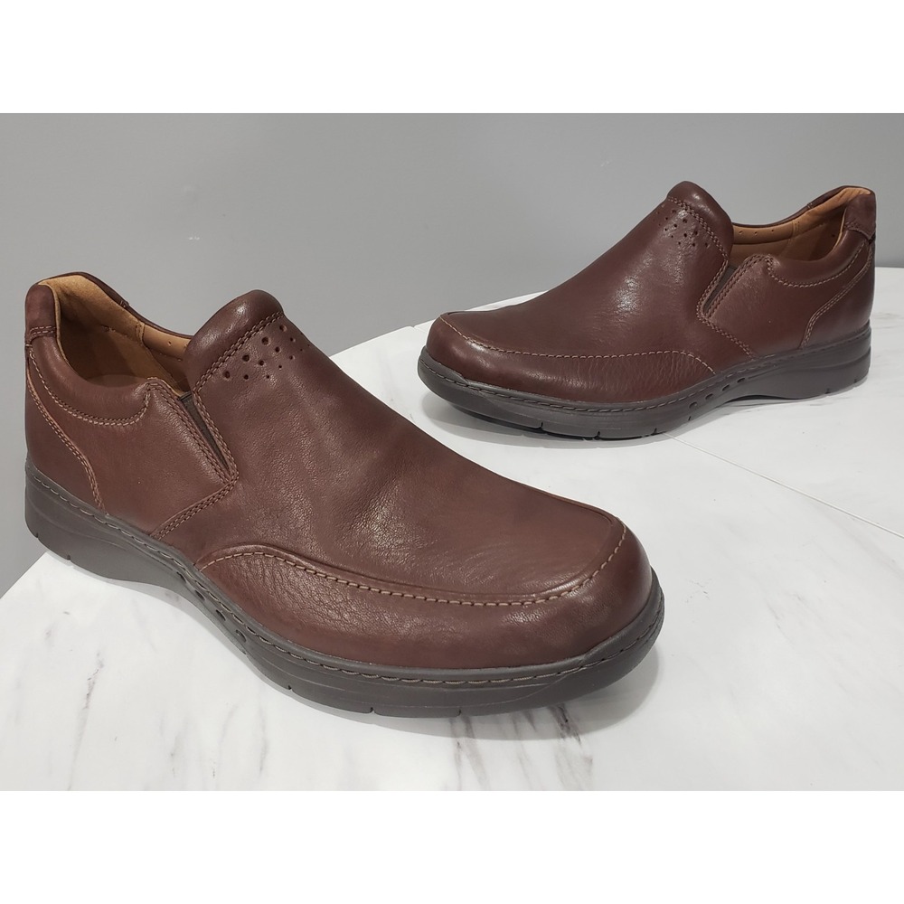 NEW NO BOX SIZE US MENS 14 Clarks Men's Un Brawley Step‎ Leather Shoes Mahogany